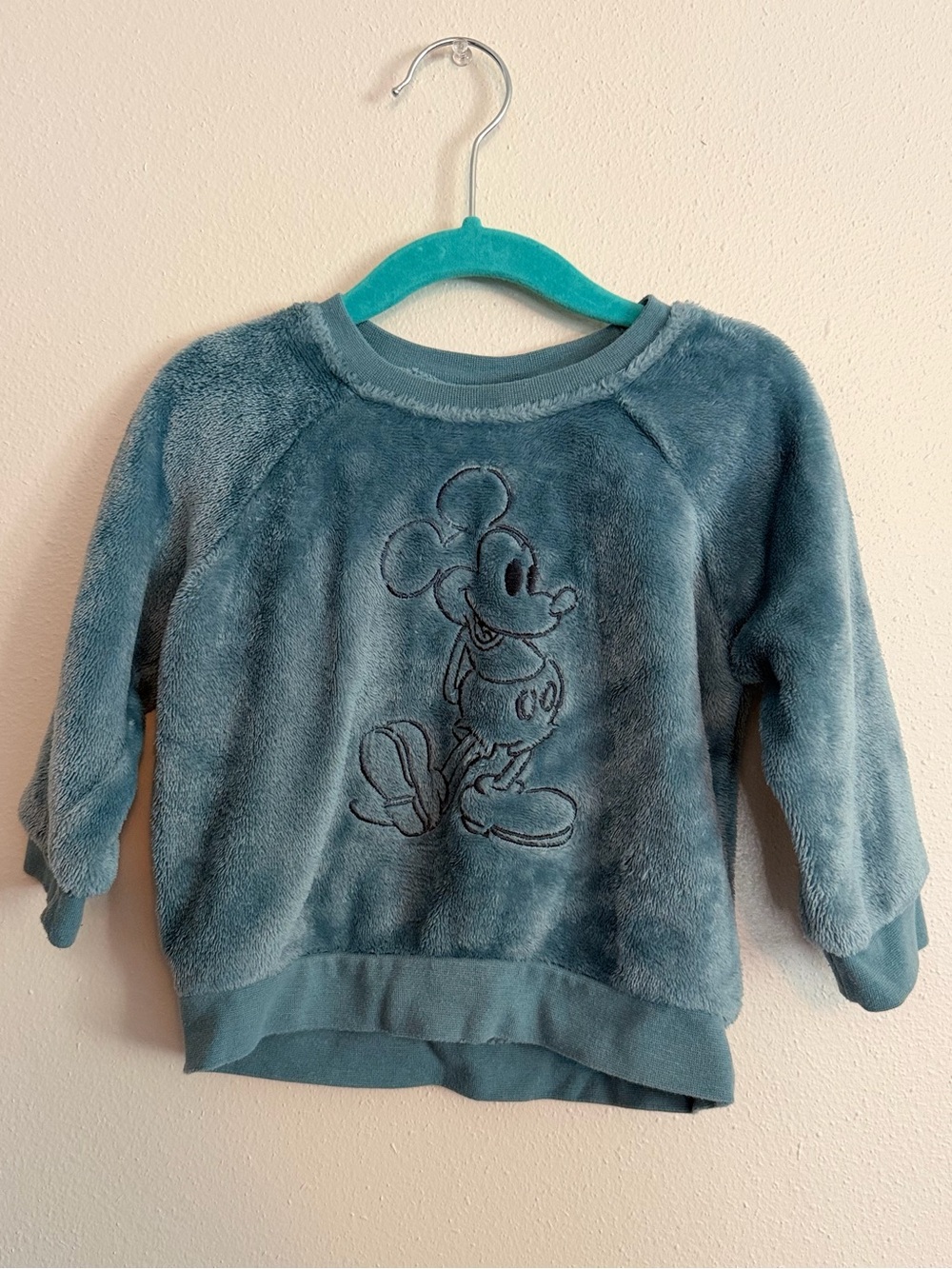 Disney Plush Teal Mickey Mouse Sweatshirt for Kids
